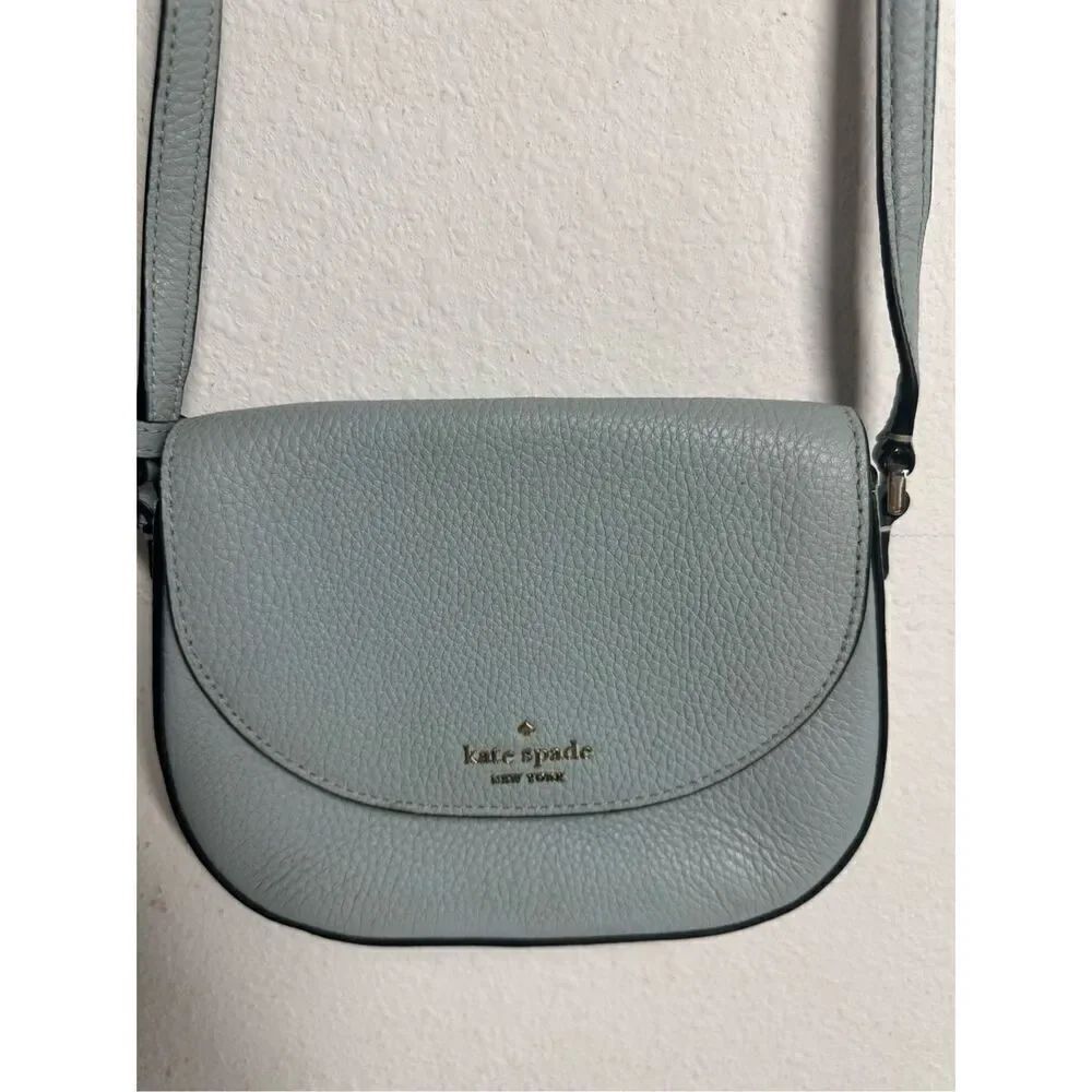 Kate Spade Leila Mini Flap Crossbody Avalon Mist Green Blue See Description - Picture 2 of 16